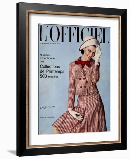 L'Officiel, March 1964 - Tailleur de Christian Dior-Guégan-Framed Art Print