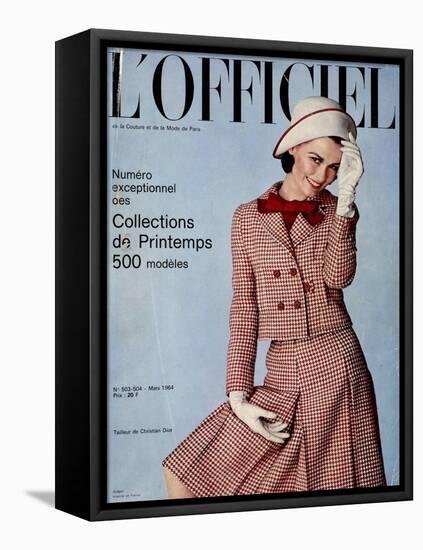 L'Officiel, March 1964 - Tailleur de Christian Dior-Guégan-Framed Stretched Canvas