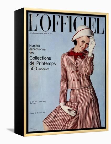 L'Officiel, March 1964 - Tailleur de Christian Dior-Guégan-Framed Stretched Canvas