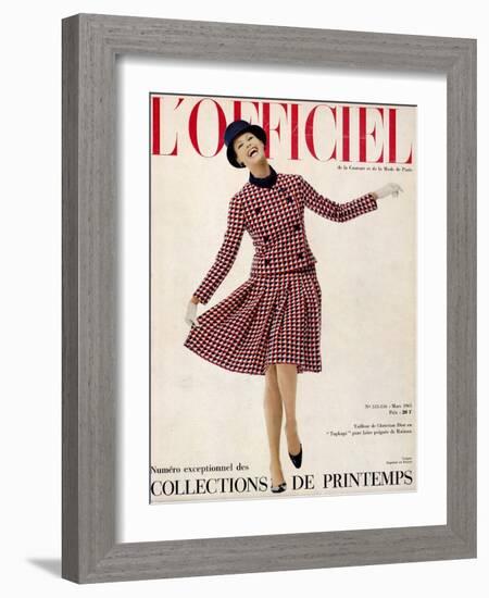 L'Officiel, March 1965 - Tailleur de Christian Dior Entopkapi Pure Laine Peignée de Raimon-Guégan-Framed Art Print