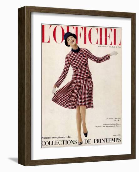 L'Officiel, March 1965 - Tailleur de Christian Dior Entopkapi Pure Laine Peignée de Raimon-Guégan-Framed Art Print