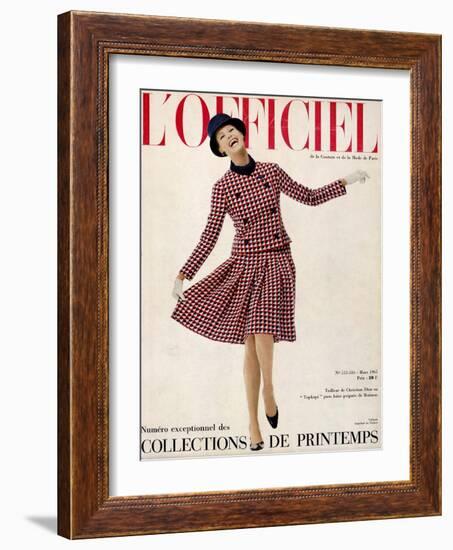 L'Officiel, March 1965 - Tailleur de Christian Dior Entopkapi Pure Laine Peignée de Raimon-Guégan-Framed Art Print