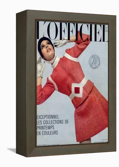 L'Officiel, March 1969 - Pierre Cardin, Tailleur en Tweed de Leleu-Patrick Bertrand-Framed Stretched Canvas