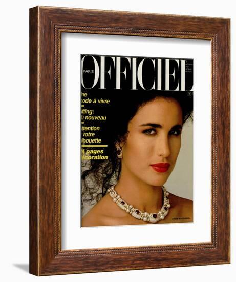 L'Officiel, March 1986 - Carole Bouquet-Steven Silverstein-Framed Art Print