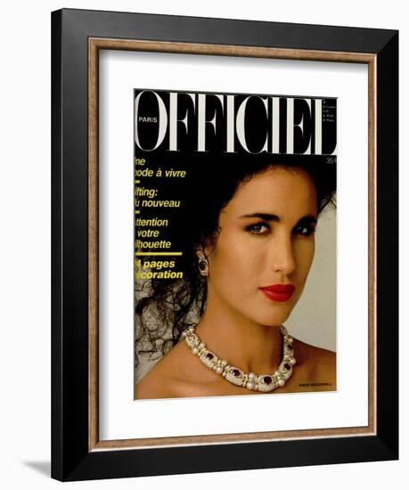 L'Officiel, March 1986 - Carole Bouquet-Steven Silverstein-Framed Art Print