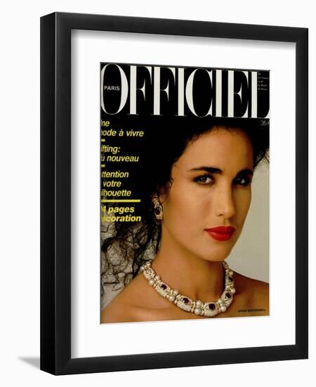 L'Officiel, March 1986 - Carole Bouquet-Steven Silverstein-Framed Art Print