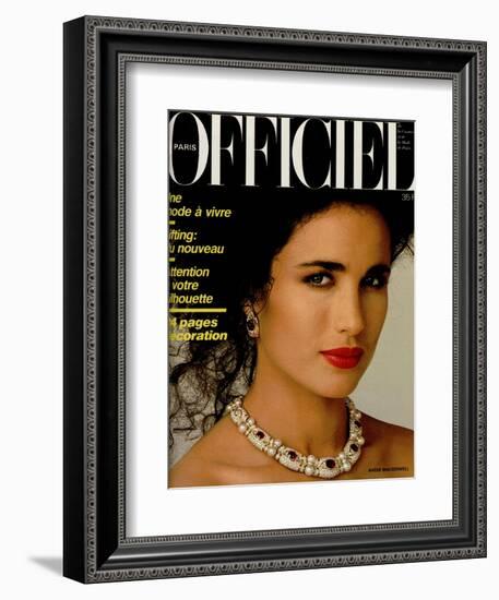 L'Officiel, March 1986 - Carole Bouquet-Steven Silverstein-Framed Art Print