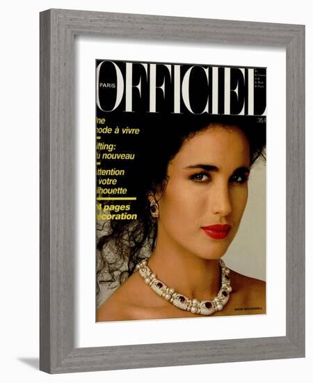 L'Officiel, March 1986 - Carole Bouquet-Steven Silverstein-Framed Art Print