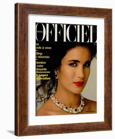 L'Officiel, March 1986 - Carole Bouquet-Steven Silverstein-Framed Art Print