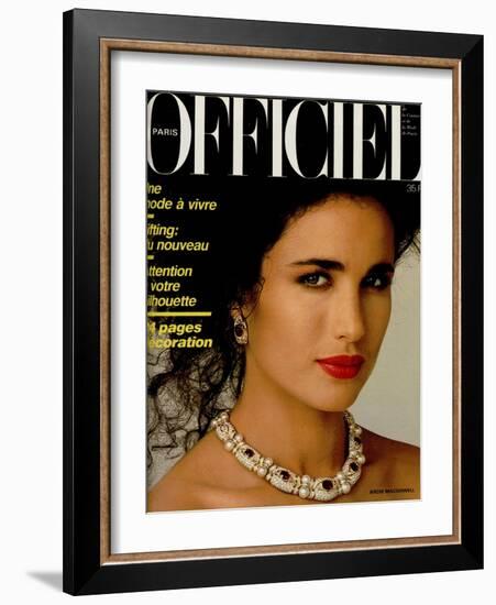 L'Officiel, March 1986 - Carole Bouquet-Steven Silverstein-Framed Art Print