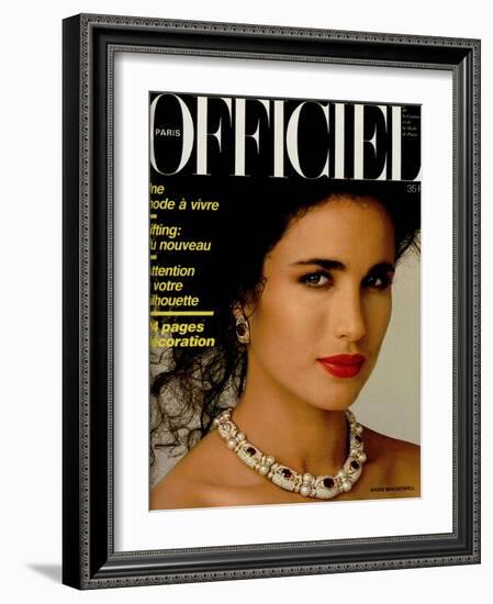 L'Officiel, March 1986 - Carole Bouquet-Steven Silverstein-Framed Art Print