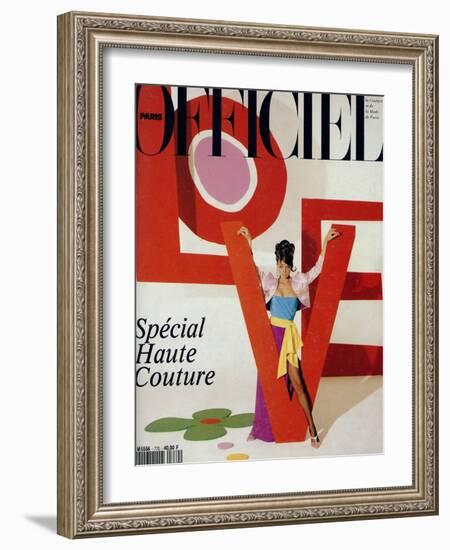 L'Officiel, March 1992 - Love, Le Mot Fétiche d'Yves Saint Laurent-Jonathan Lennard-Framed Art Print