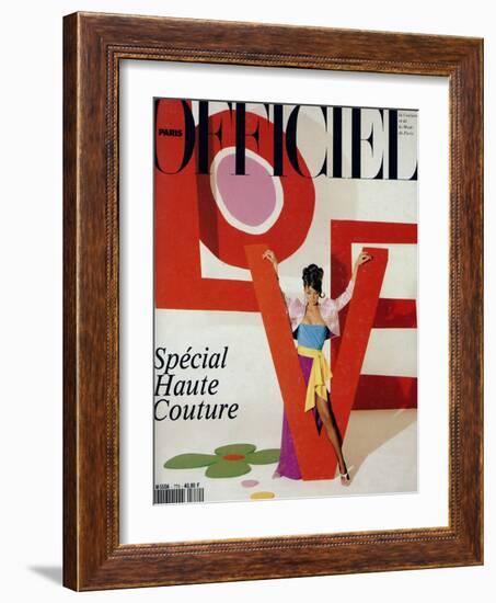 L'Officiel, March 1992 - Love, Le Mot Fétiche d'Yves Saint Laurent-Jonathan Lennard-Framed Art Print