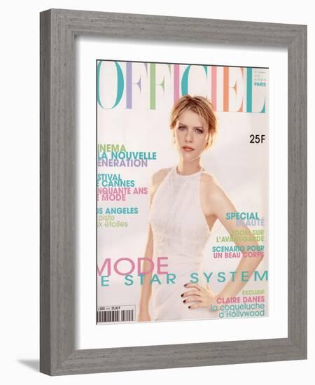 L'Officiel, May 1997 - Claire Danes en Chanel Boutique, Robe en Panne de Velours Blanche Irisée-Firooz Zahedi-Framed Art Print