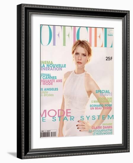 L'Officiel, May 1997 - Claire Danes en Chanel Boutique, Robe en Panne de Velours Blanche Irisée-Firooz Zahedi-Framed Art Print