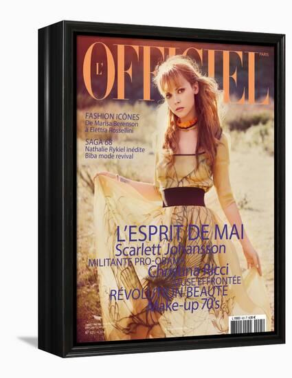 L'Officiel, May 2008 - Christina Ricci Porte une Robe en Organza Jaune Imprimé Abstrait, Prada-Guy Aroch-Framed Stretched Canvas