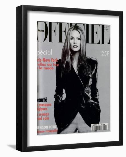 L'Officiel, November 1994 - Elle Mc Pherson Habillée Par Giorgio Armani-Francesco Scavullo-Framed Art Print