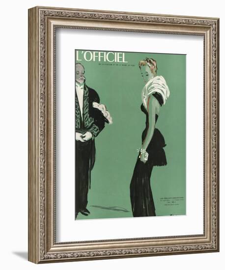 L'Officiel, October 1945 - Robe de Lucien Lelong-Benito-Framed Art Print