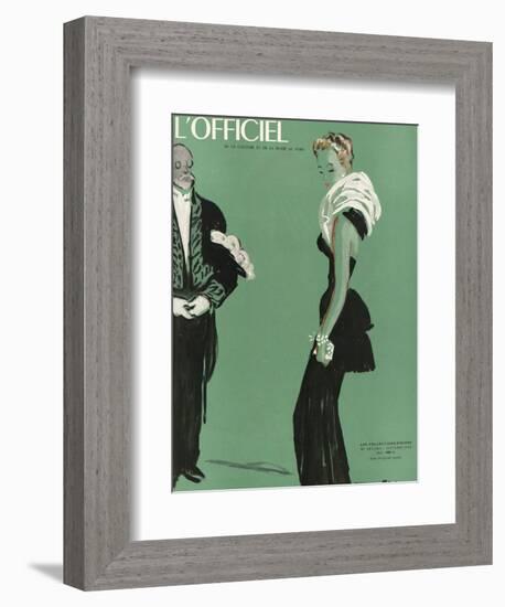 L'Officiel, October 1945 - Robe de Lucien Lelong-Benito-Framed Art Print