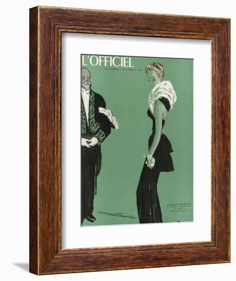 L'Officiel, October 1945 - Robe de Lucien Lelong-Benito-Framed Art Print