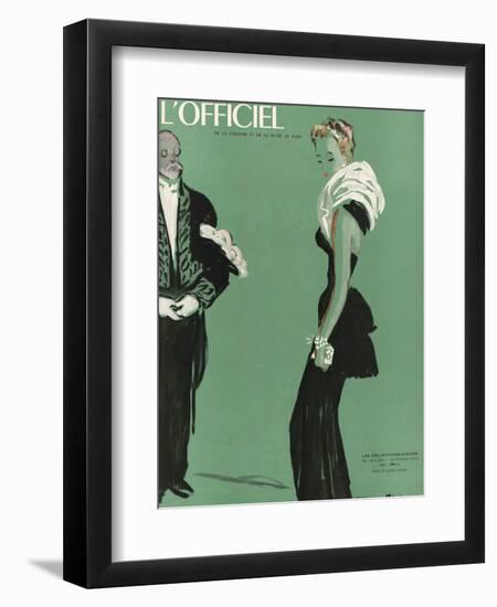 L'Officiel, October 1945 - Robe de Lucien Lelong-Benito-Framed Art Print