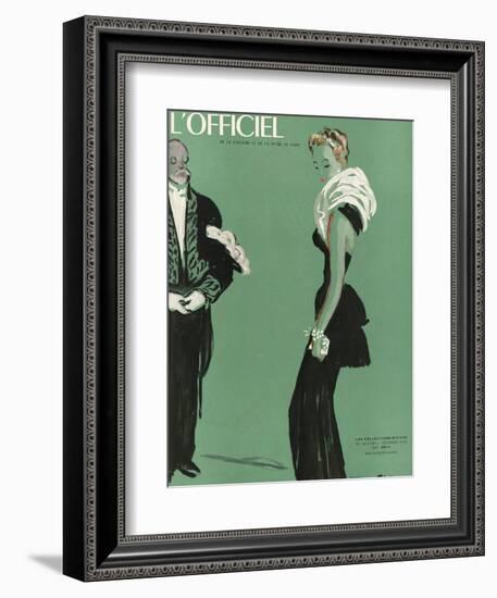 L'Officiel, October 1945 - Robe de Lucien Lelong-Benito-Framed Art Print