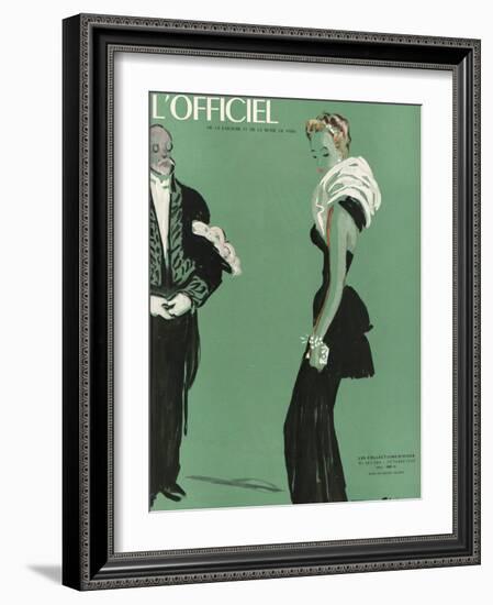 L'Officiel, October 1945 - Robe de Lucien Lelong-Benito-Framed Art Print