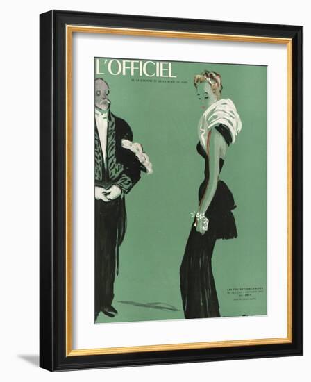 L'Officiel, October 1945 - Robe de Lucien Lelong-Benito-Framed Art Print