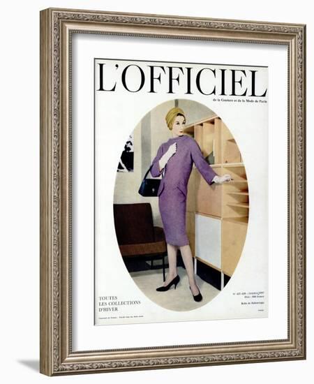 L'Officiel, October 1957 - Robe de Balenciaga-Philippe Pottier-Framed Art Print