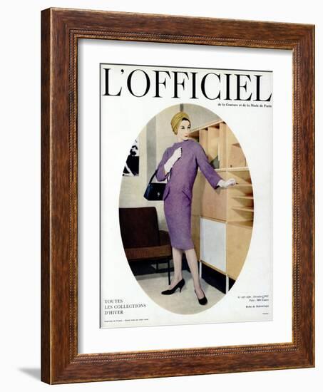 L'Officiel, October 1957 - Robe de Balenciaga-Philippe Pottier-Framed Art Print