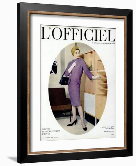 L'Officiel, October 1957 - Robe de Balenciaga-Philippe Pottier-Framed Art Print