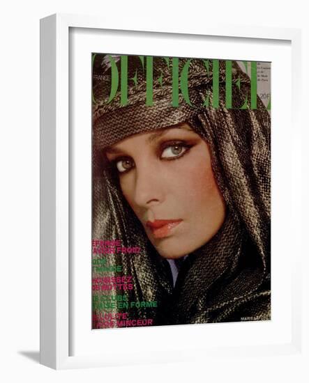 L'Officiel, October 1977 - Marie Laforêt-Rodolphe Haussaire-Framed Art Print