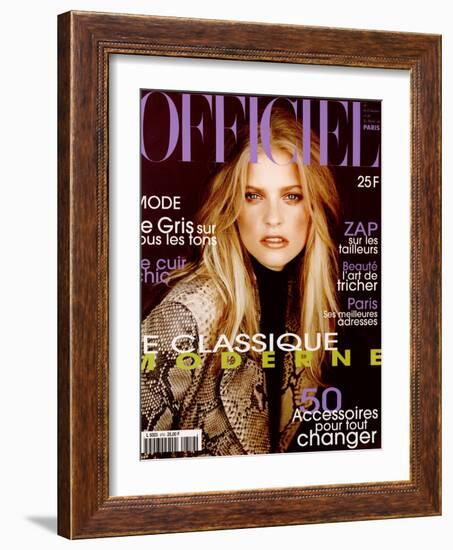 L'Officiel, October 1997 - Sarah Thomas Porte Le Manteau de La Rentrée Créé Par Trussardi-Neil Kirk-Framed Art Print