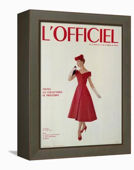 L'Officiel - Robe de Jean Lanvin Castillo en Satin Aléoutienne de Staron-Philippe Pottier-Framed Stretched Canvas