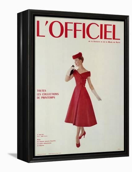 L'Officiel - Robe de Jean Lanvin Castillo en Satin Aléoutienne de Staron-Philippe Pottier-Framed Stretched Canvas