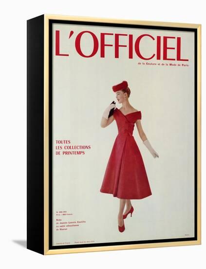 L'Officiel - Robe de Jean Lanvin Castillo en Satin Aléoutienne de Staron-Philippe Pottier-Framed Stretched Canvas