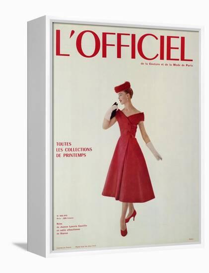 L'Officiel - Robe de Jean Lanvin Castillo en Satin Aléoutienne de Staron-Philippe Pottier-Framed Stretched Canvas