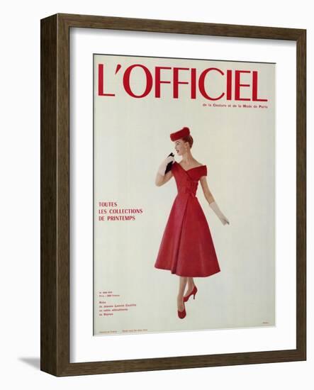 L'Officiel - Robe de Jean Lanvin Castillo en Satin Aléoutienne de Staron-Philippe Pottier-Framed Art Print