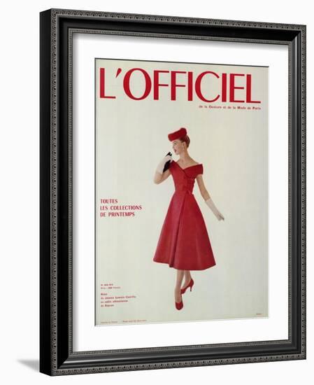 L'Officiel - Robe de Jean Lanvin Castillo en Satin Aléoutienne de Staron-Philippe Pottier-Framed Art Print