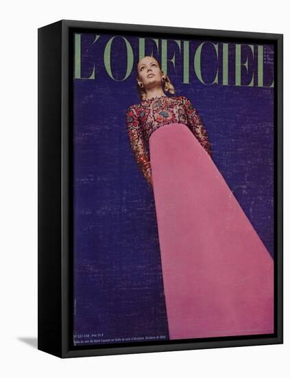 L'Officiel - Robe du Soir de Saint-Laurent en Faille de Soie d'Abraham Broderie de Rébé-Guégan-Framed Stretched Canvas