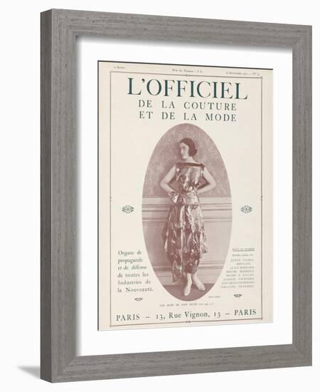 L'Officiel, September 15 1921 - Réverie d'Opium, Robe Jean Patou-Delphi-Framed Art Print