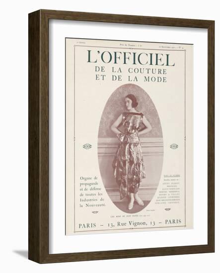 L'Officiel, September 15 1921 - Réverie d'Opium, Robe Jean Patou-Delphi-Framed Art Print