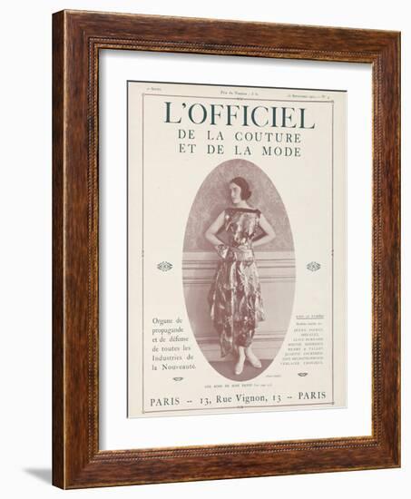 L'Officiel, September 15 1921 - Réverie d'Opium, Robe Jean Patou-Delphi-Framed Art Print