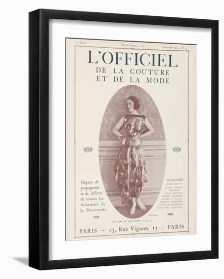 L'Officiel, September 15 1921 - Réverie d'Opium, Robe Jean Patou-Delphi-Framed Art Print