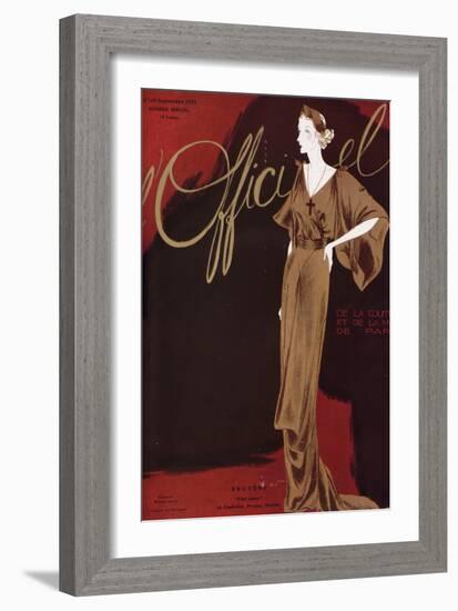 L'Officiel, September 1935 - Bruyere Fine Lame-null-Framed Art Print