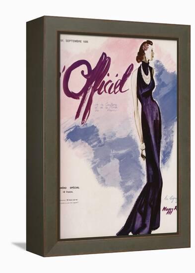 L'Officiel, September 1936 - Flamme Bleue Création Maggy Rouff-Lbenigni-Framed Stretched Canvas