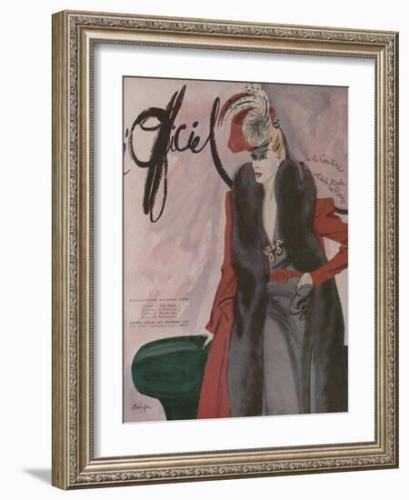 L'Officiel, September 1942 - Aux Marcelle Tizeau-Lbenigni-Framed Art Print