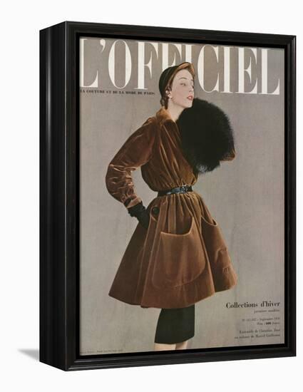 L'Officiel, September 1950 - Ensemble de Christian Dior en Velours de Marcel Guillemin-Philippe Pottier-Framed Stretched Canvas