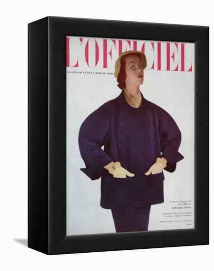 L'Officiel, September 1951 - Ensemble de Jean Lanvin (Castillo) en Velous Bambou de Raimon-Philippe Pottier-Framed Stretched Canvas