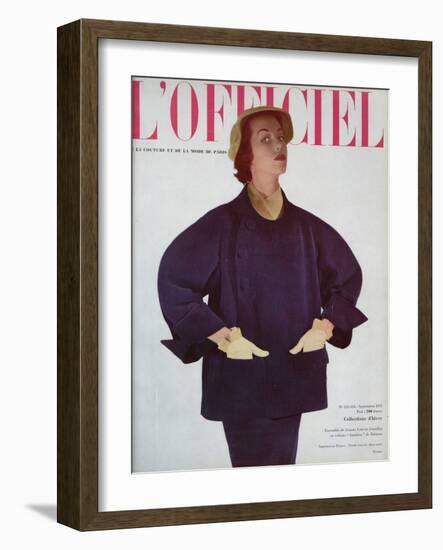 L'Officiel, September 1951 - Ensemble de Jean Lanvin (Castillo) en Velous Bambou de Raimon-Philippe Pottier-Framed Art Print